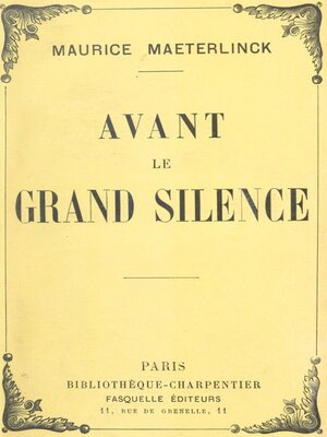 cover image of Avant le grand silence